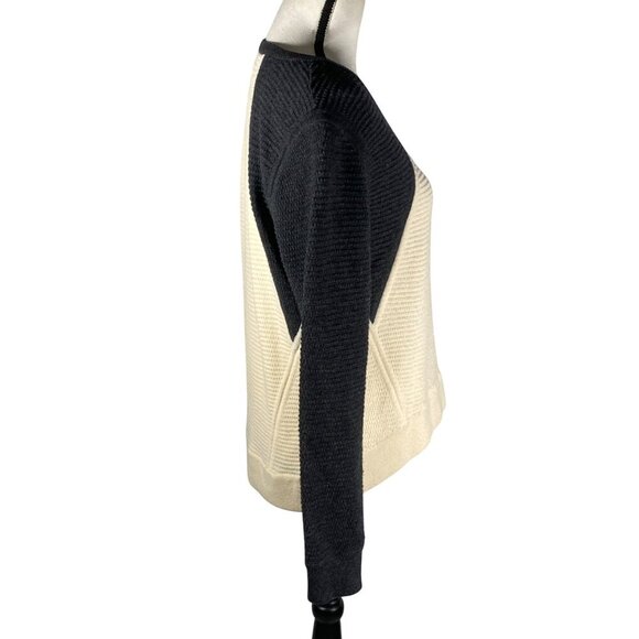 Rag & Bone Womens 100% Wool Blend Two-Tone Sweater XS charcoal gray Cream preppy - Picture 2 of 10